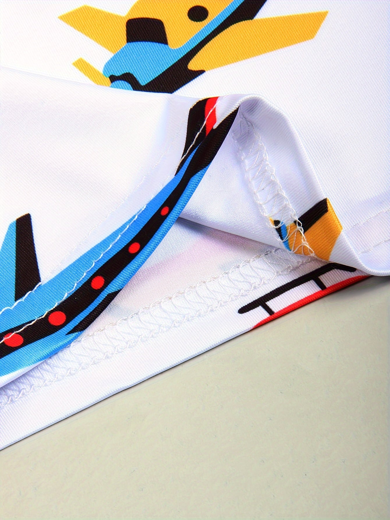 Kids Boys and Girls Cartoon Planes Print T-Shirt Summer Casual Polyester