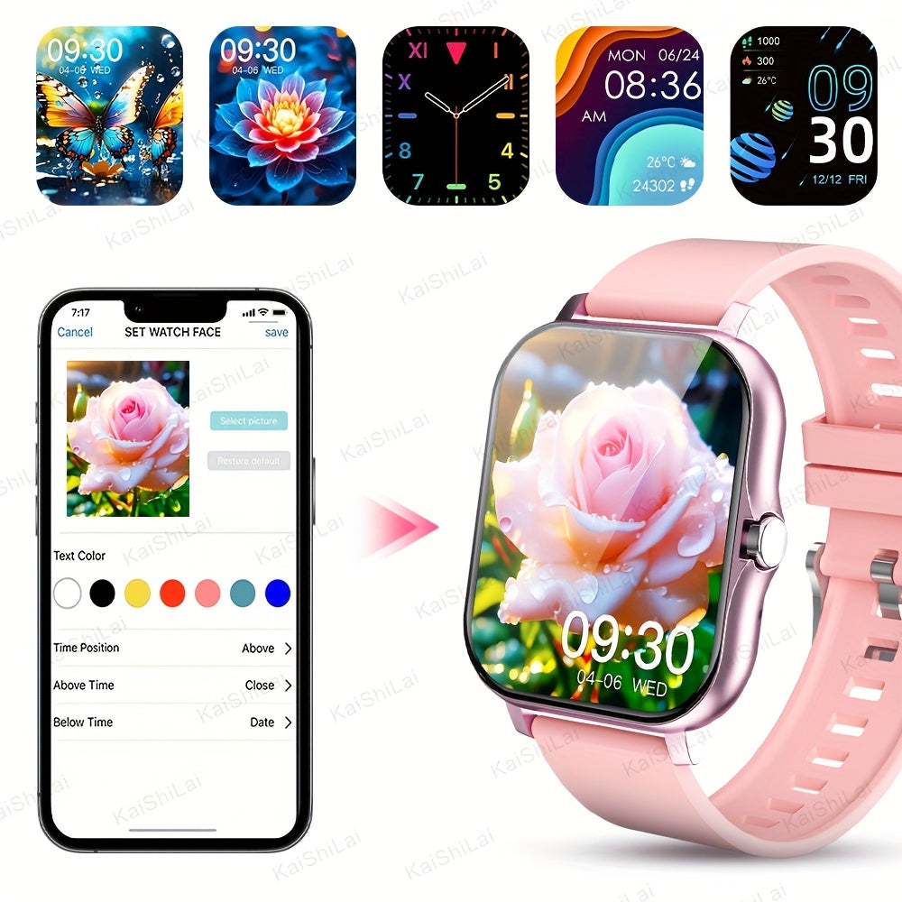 Smart Watch 4.65cm HD Touch Screen Fitness Tracker Call Text Music Weather Remote Camera Compatible with iPhone Android