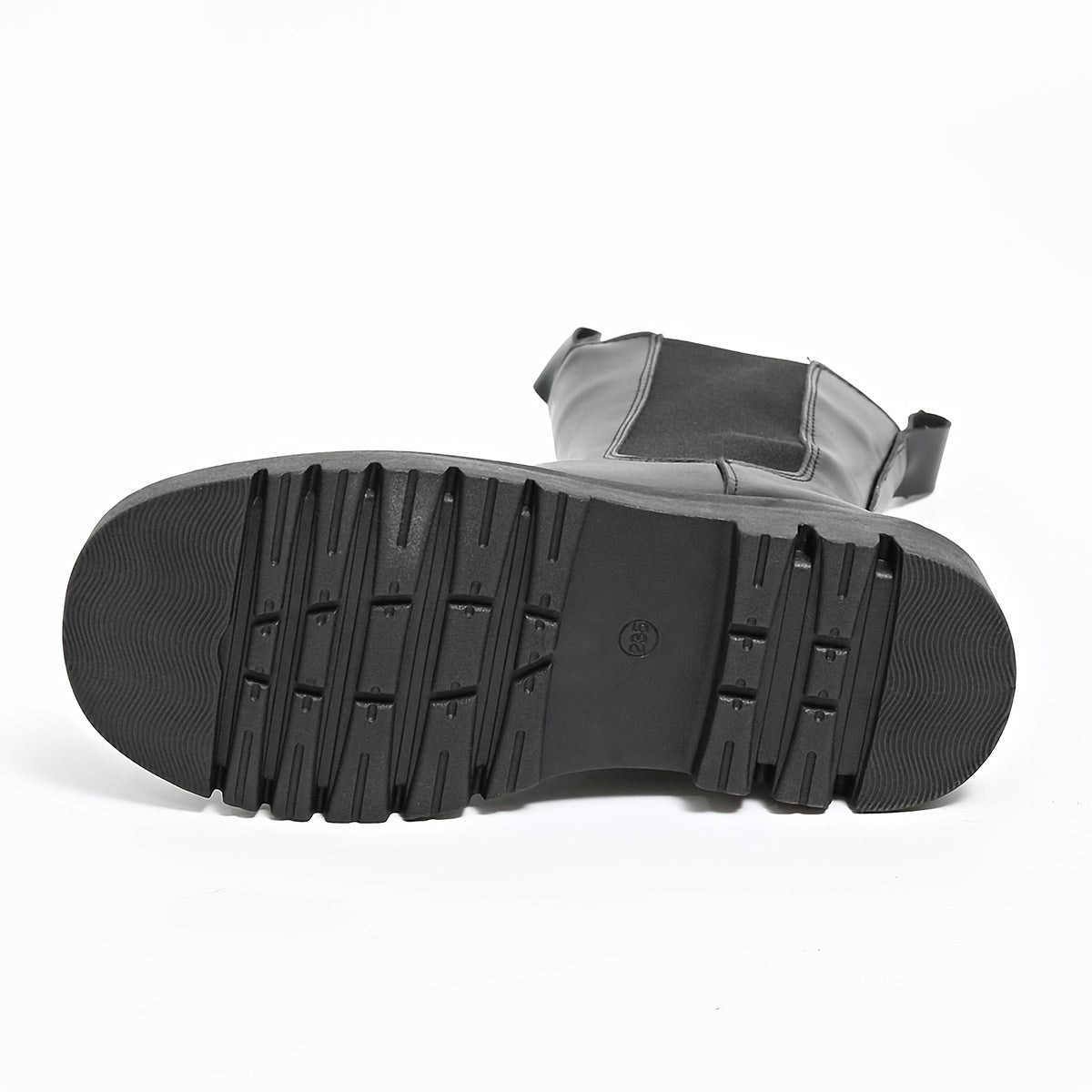 Women's Black Chelsea Boots with Thick Sole and Mid-Heel