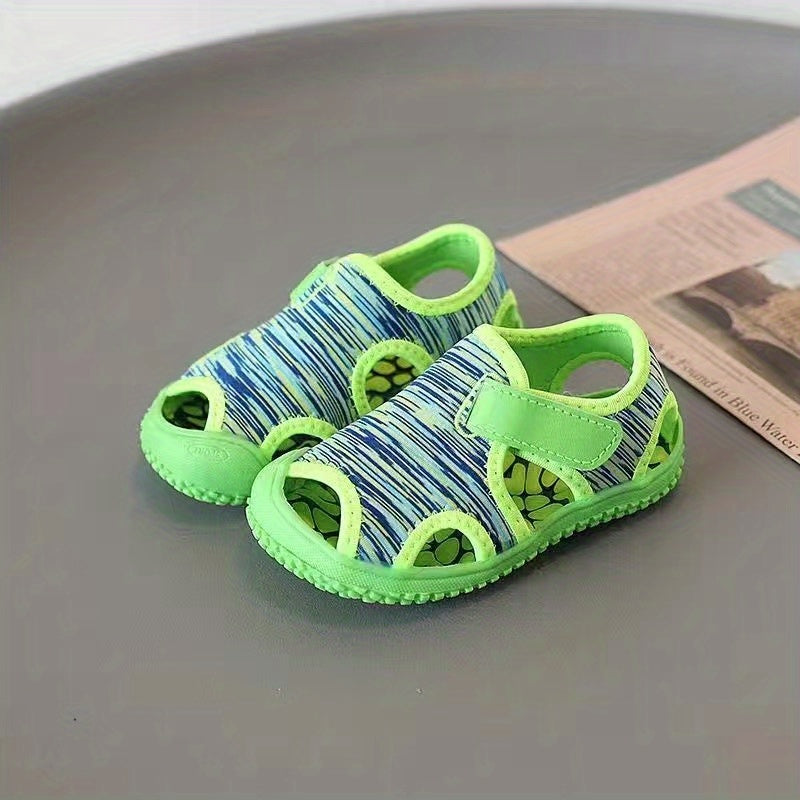 Girls Summer Breathable Striped Platform Sandals Low Top Wedge Toe Cap Anti-Slip Wear-Resistant