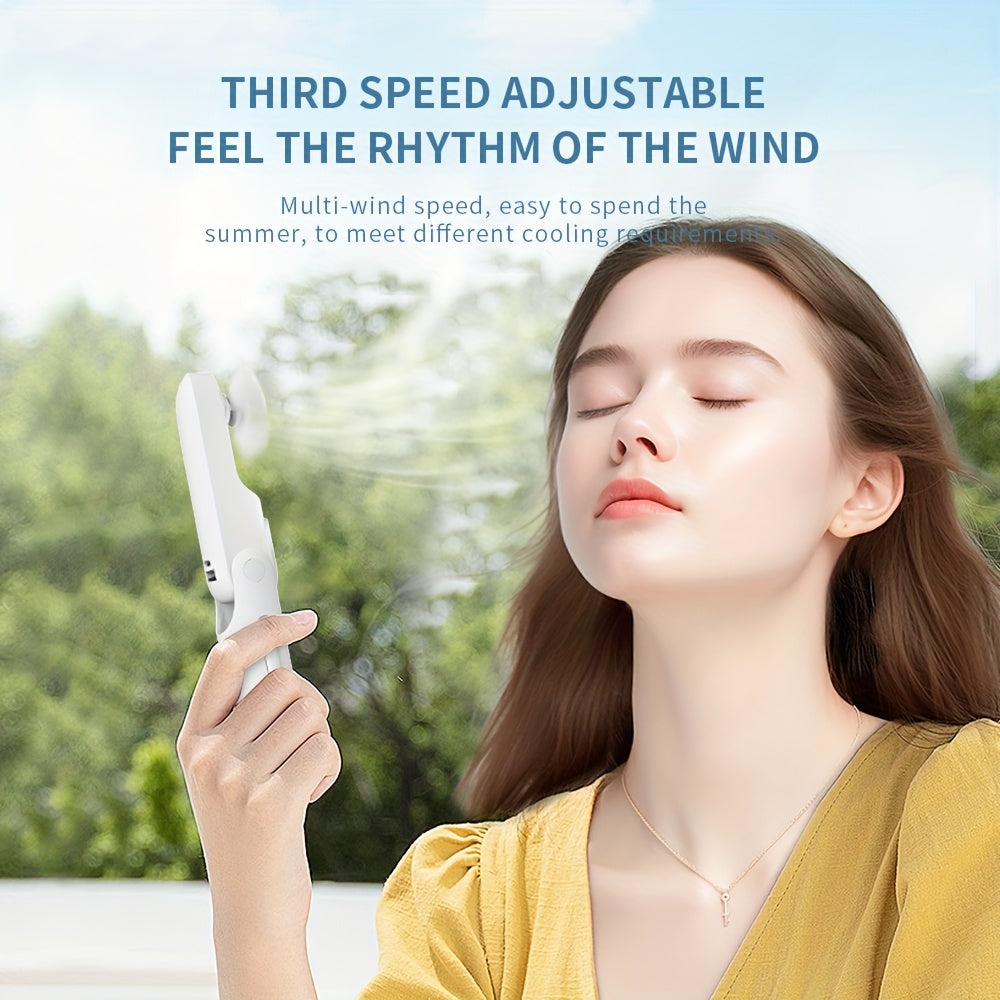 Pink Mini Portable Fan with Power Bank USB Rechargeable for Camping Travel Beach