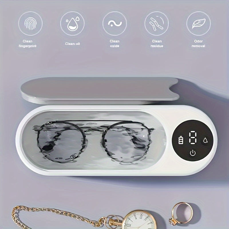Portable Deep Cleaning Device for Glasses Jewelry and Stains with Vibrating Box