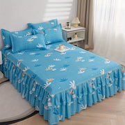 Flower Printed Bedding Set with Bed Skirt and Pillowcases All Seasons Universal