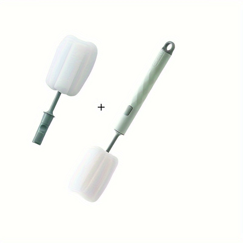 Long-Handle Sponge Cleaning Brush with Detachable Cup and Bottle Brush