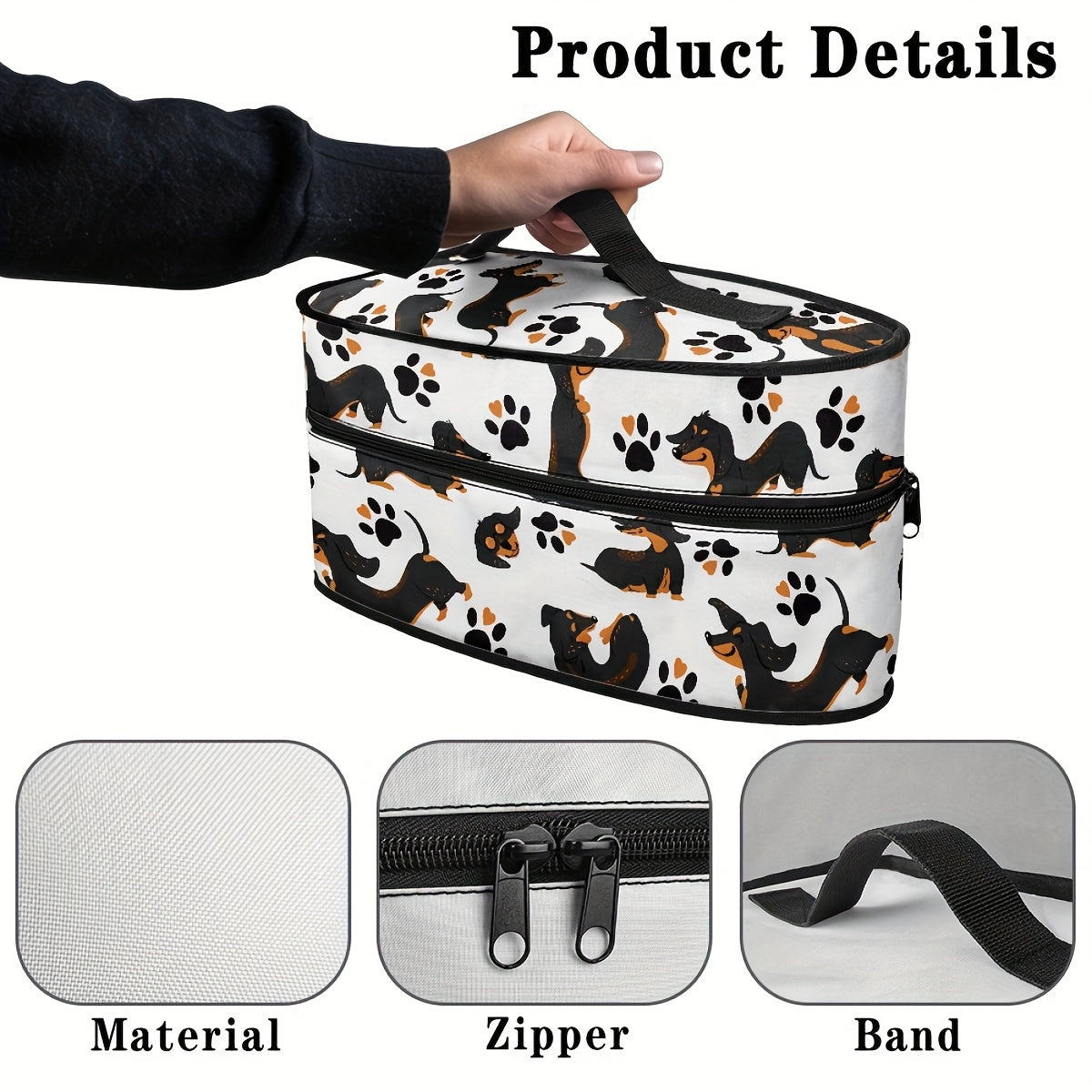 Portable Iron Storage Bag for Dachshund, Travel Case with Dual Zippers