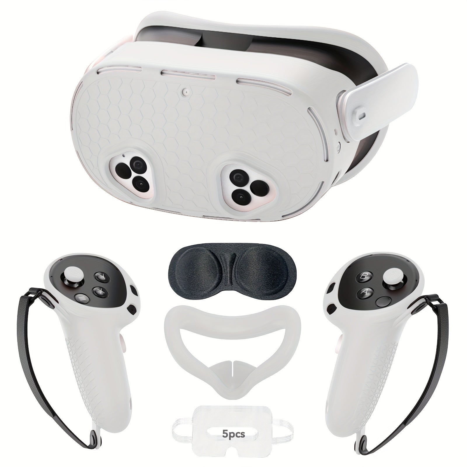 Silicone VR Headset and Controller Protection Set for Meta Quest 3S with Face and Eye Pads