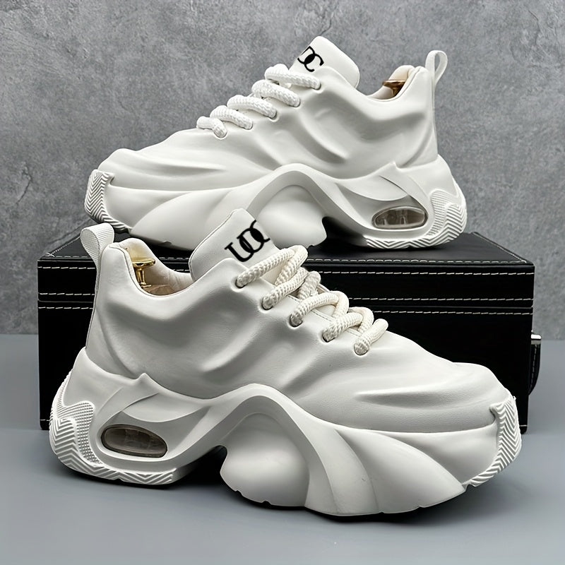 Men's White Chunky Sneakers Breathable Durable All Seasons Casual Street Style