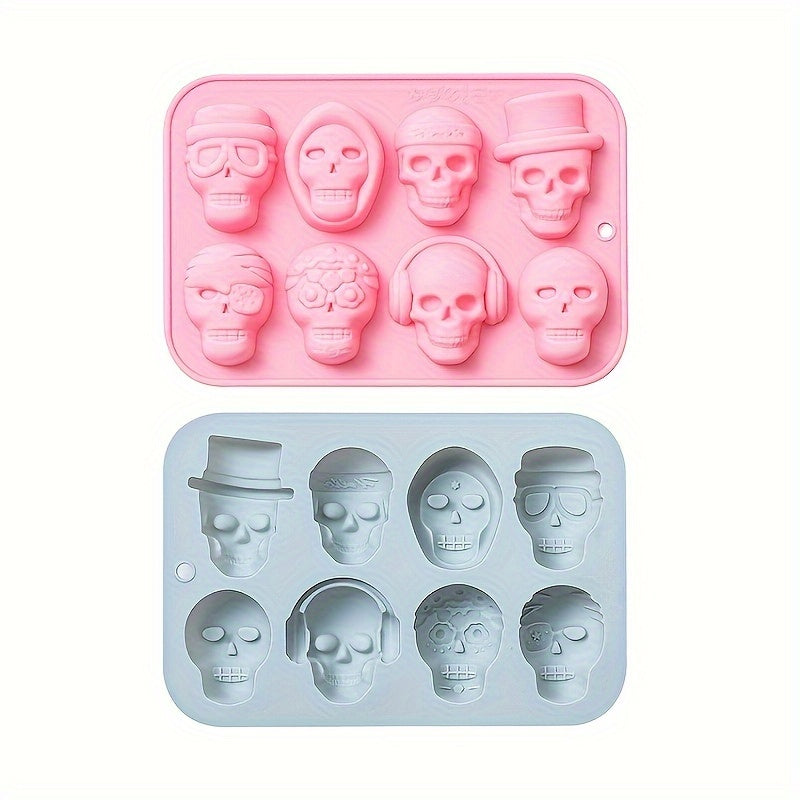 Skull Silicone Mold Tray 8 Cavities for Chocolate Cake Jelly Ice Cubes