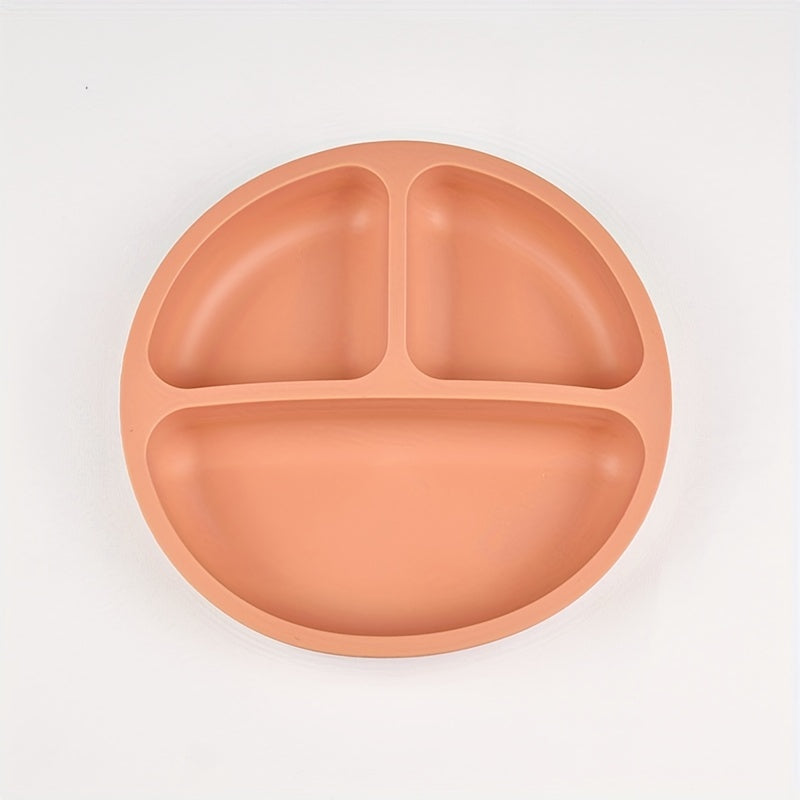 Three-Compartment Silicone Dinner Plate Soft Durable High-Temperature Resistant for Training