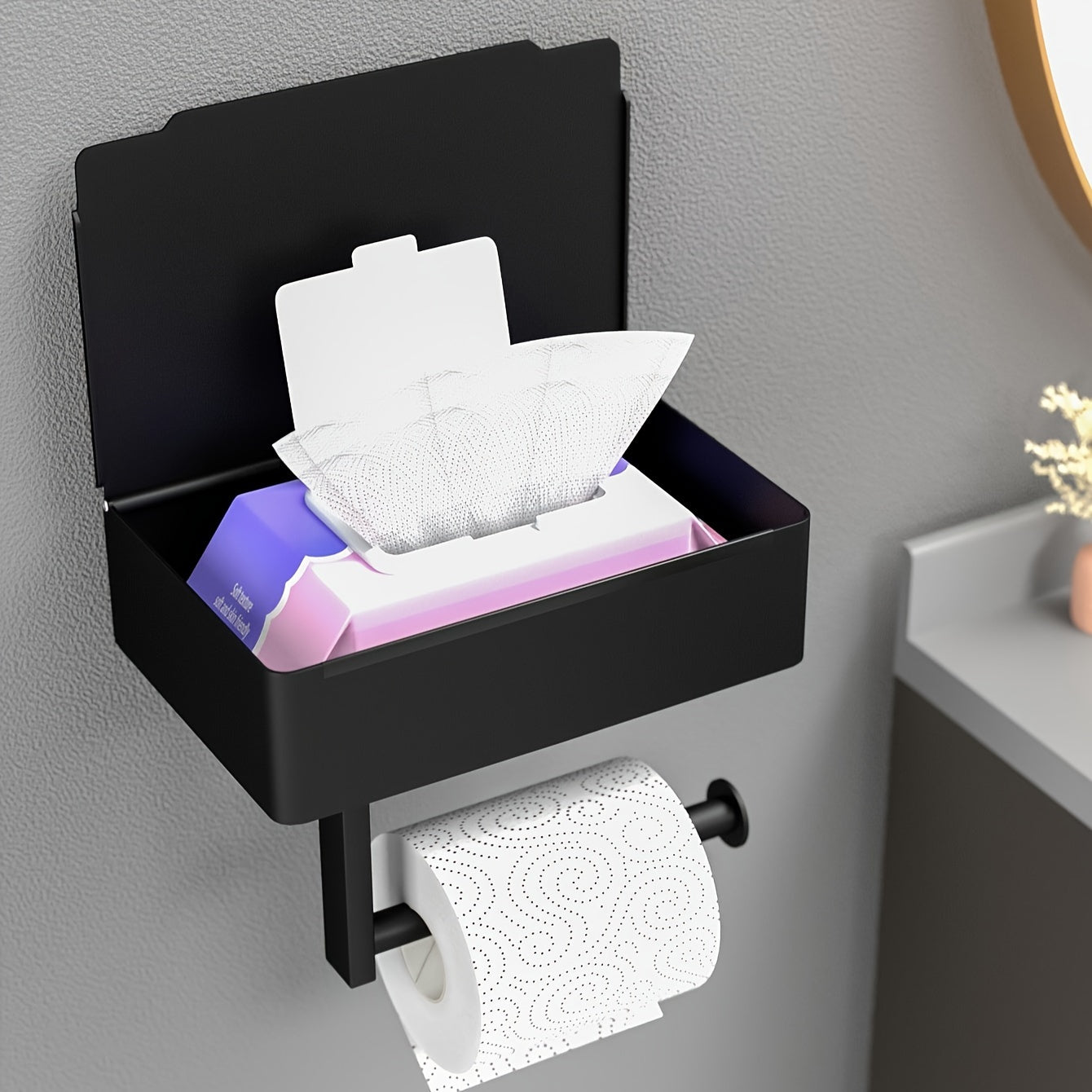 Stainless Steel Wall-Mounted Tissue Holder No Drilling Needed for Home and Restaurant