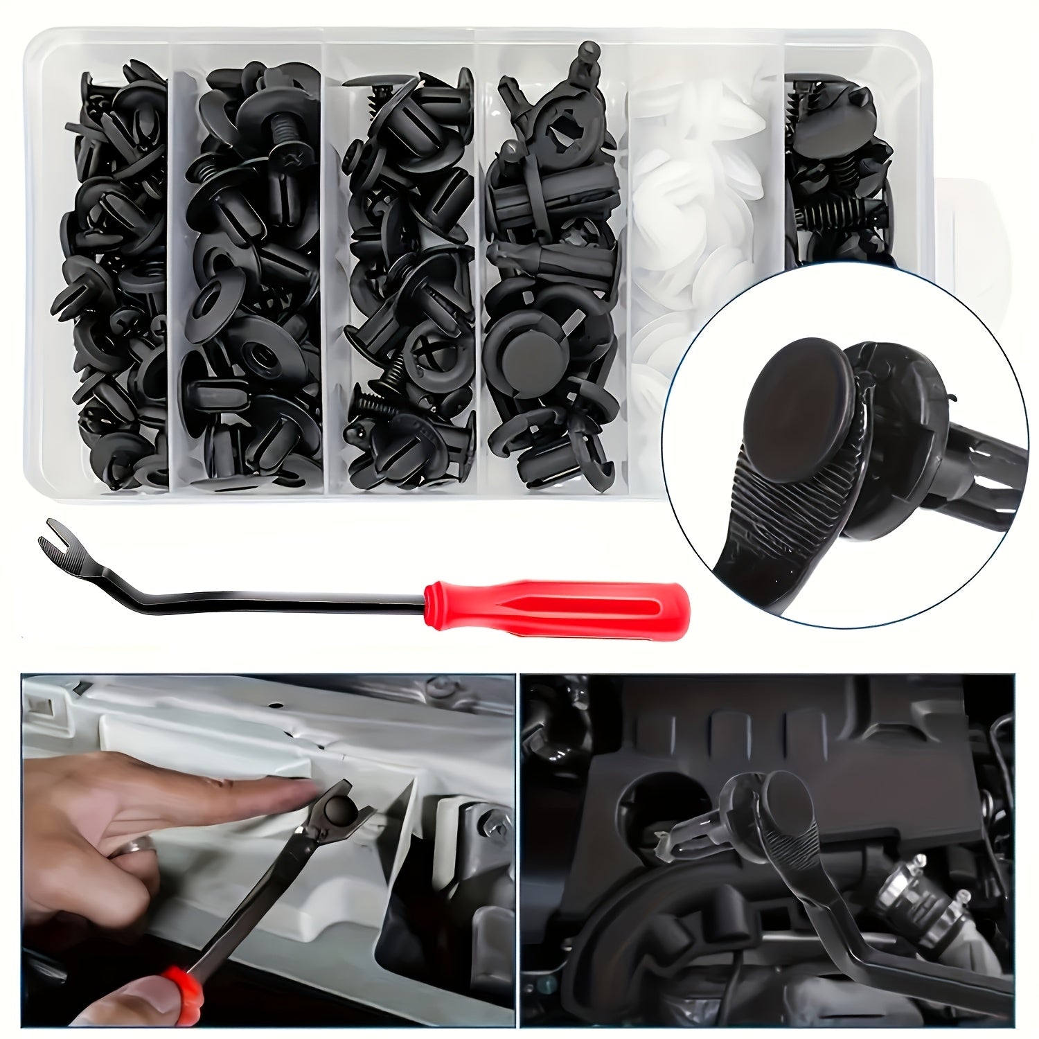 105pcs Universal Car Push Retainer Clips Nylon Fasteners Set for Vehicle Trim