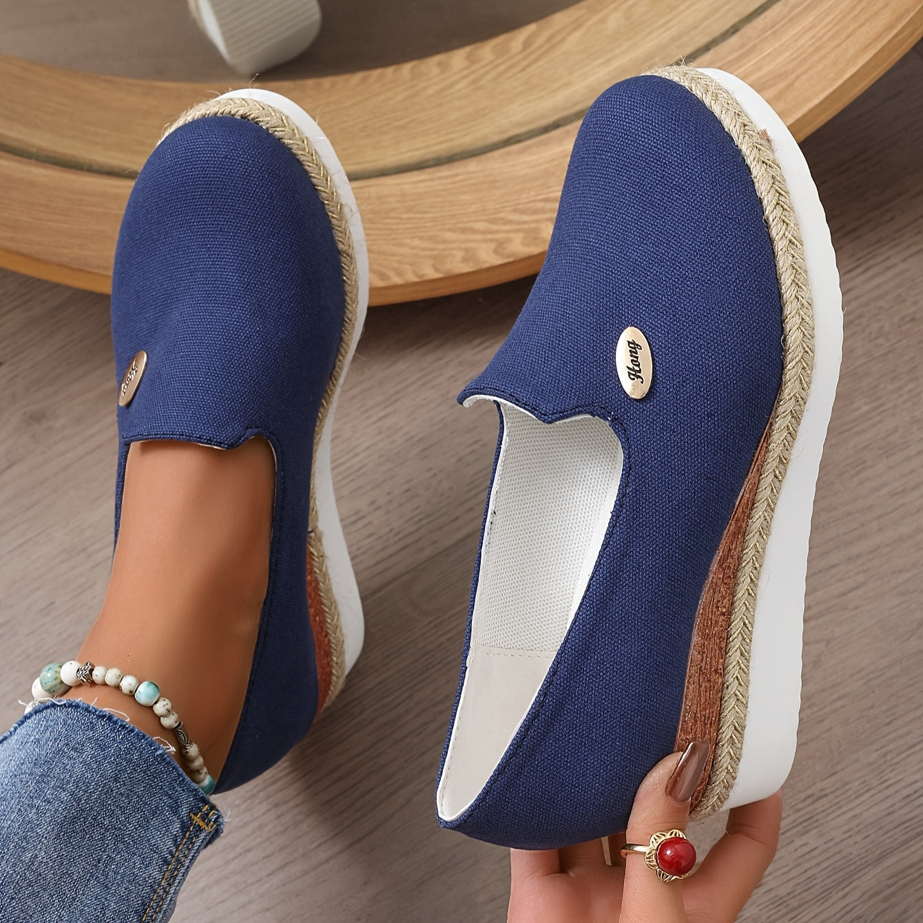 Women's Casual Espadrille Platform Pumps with Round Toe and High Heel