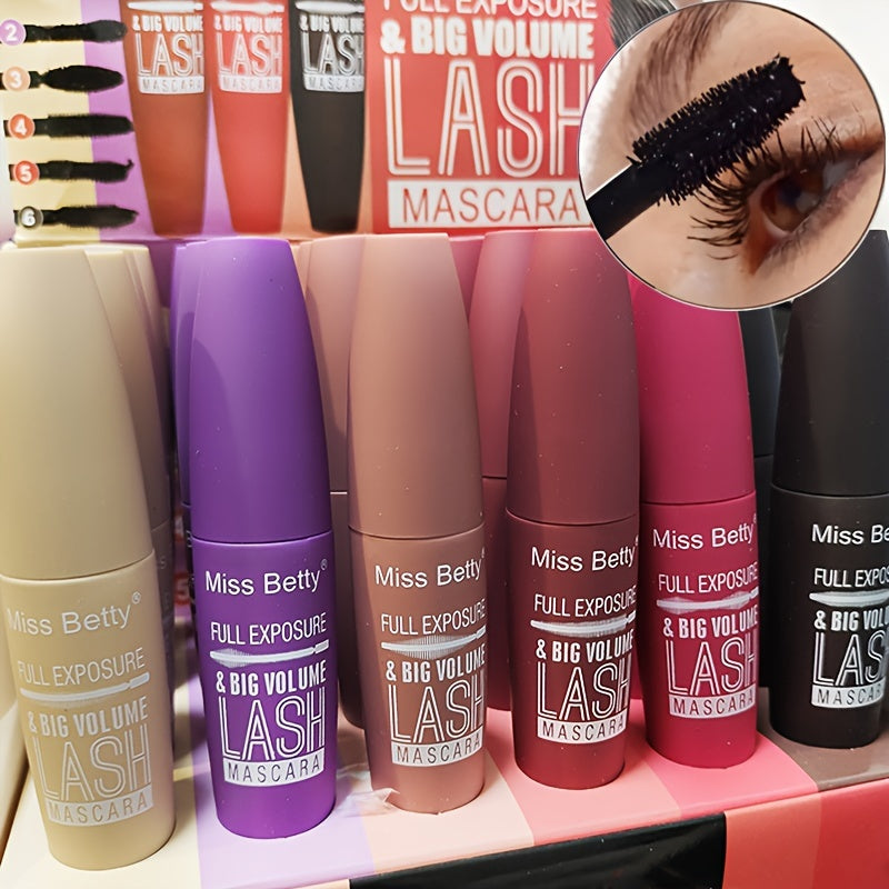 6-Pack Waterproof Long-Lasting Mascara for Big Volume and Natural Look Black Smudge-Proof Thickening Plant-Based Squalane