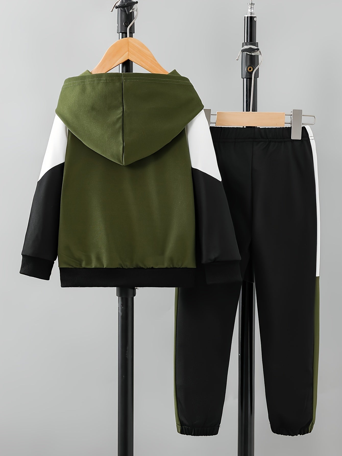 Kids' Hooded Jacket and Pants Set Fall Casual Stripes Polyester