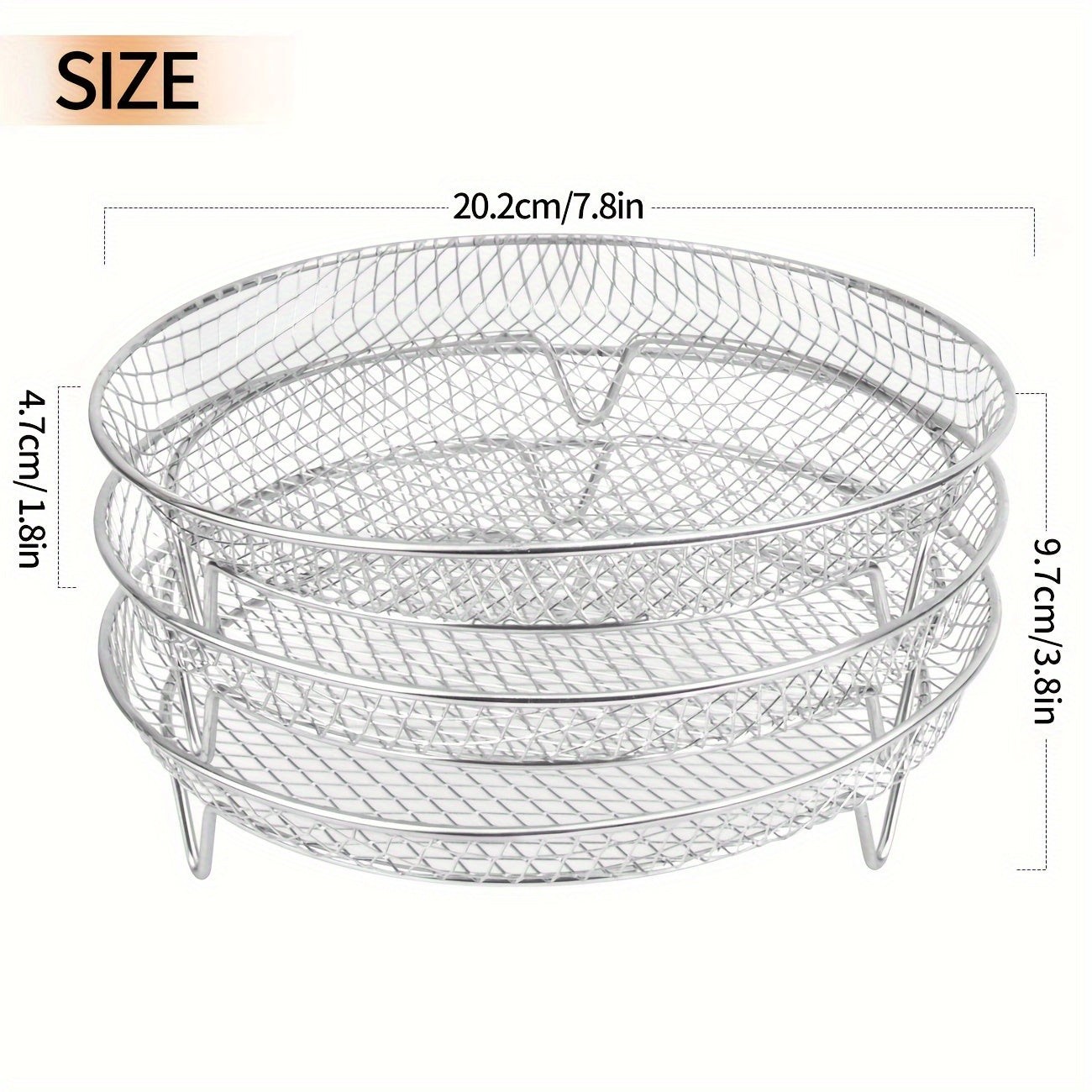 3-in-1 Air Fryer Accessories Set Stainless Steel Stacking Rack Dehydrator Baking Rack