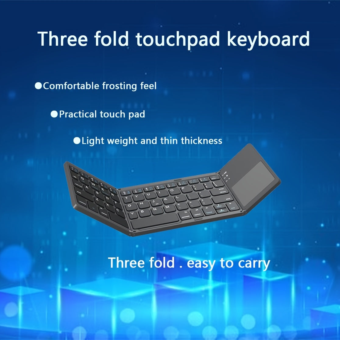 Wireless Foldable Compact Keyboard with Touchpad Type-C Charging and Frosted Finish