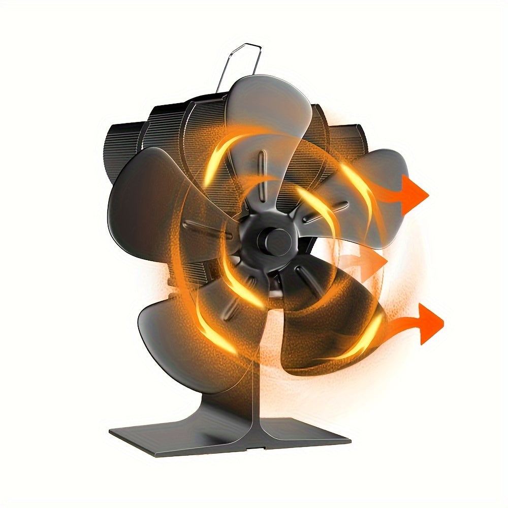 Tabletop 5-Blade Heat-Powered Fan for Continuous Warmth, Compact and Quiet