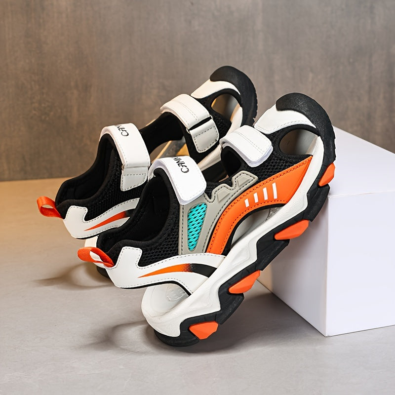 Boys Summer Sports Sandals Breathable Non-Slip Sole Striped Low Top Adjustable