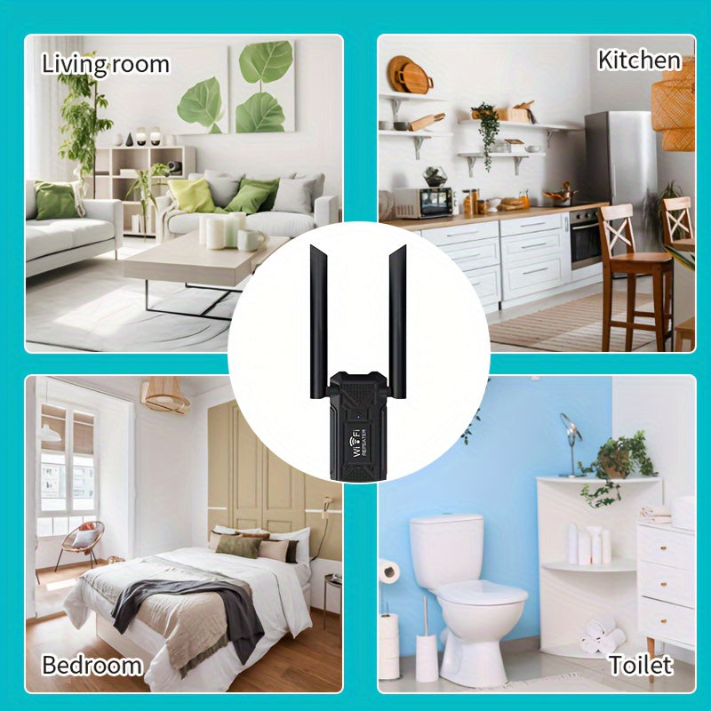 USB Wireless Repeater Router with Dual Antennas for Home Coverage