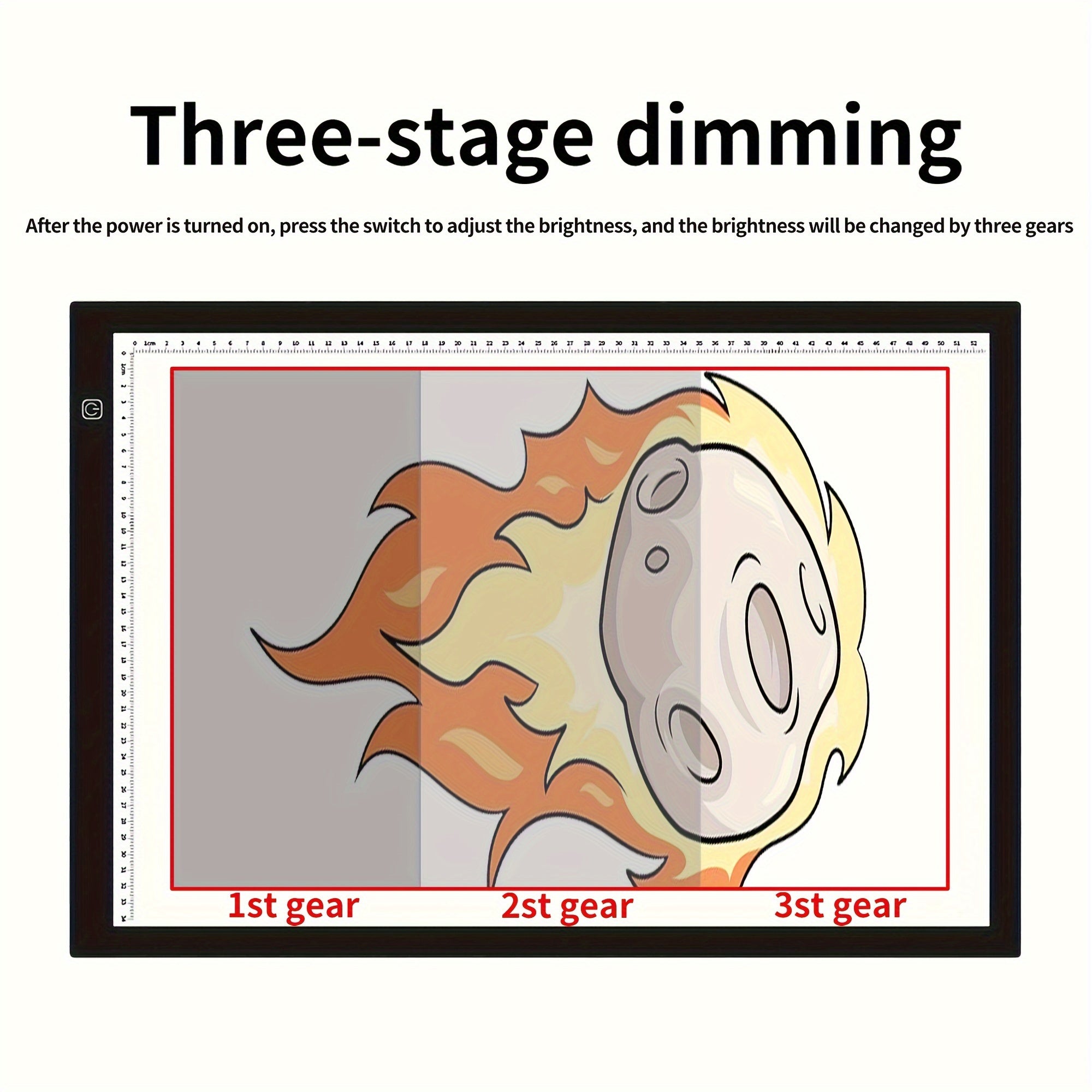 Akril LED yorug'lik padkasi olmos bo'yash va san'at loyihalari uchun, 3 yorqinlik darajasi va USB kabel bilan