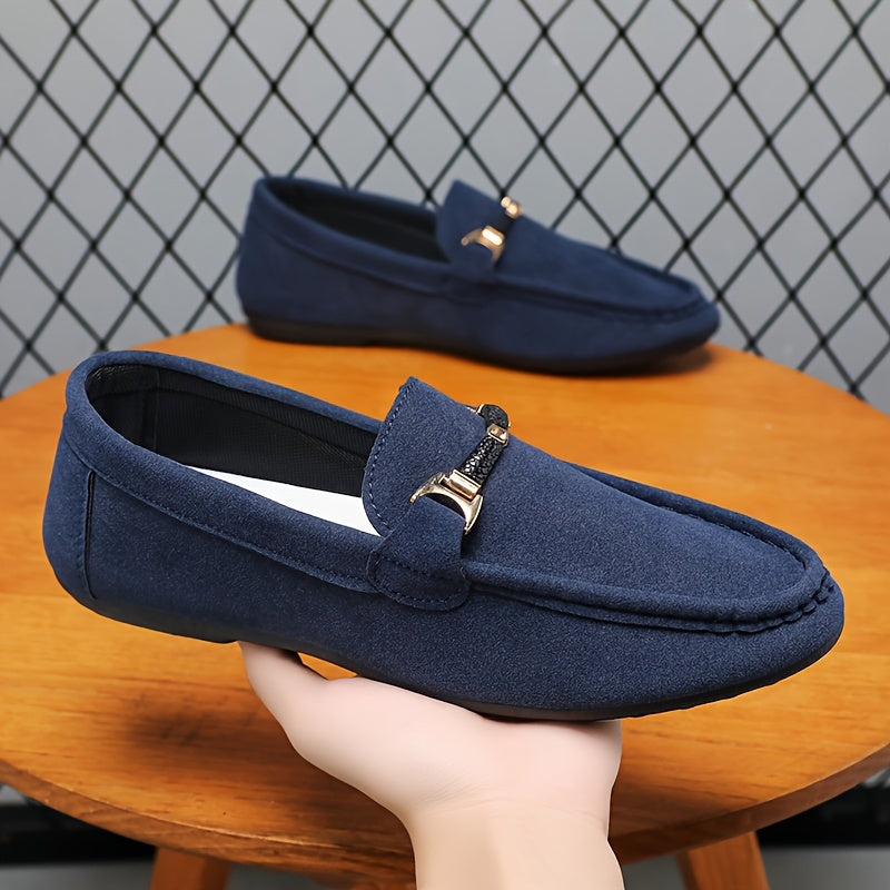 Men's Casual Loafer Shoes Slip-On Sneakers Solid Color Round Toe All-Season Comfort