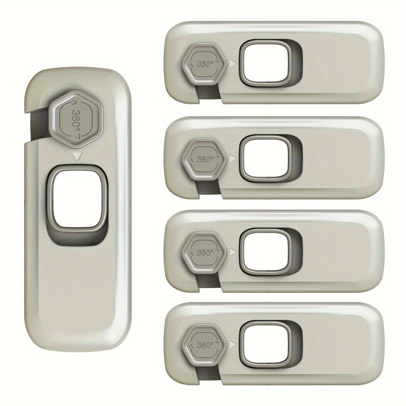 Set of 5 Child Safety Locks for Refrigerator Cupboards Drawers Non-Toxic PVC Durable Adhesive