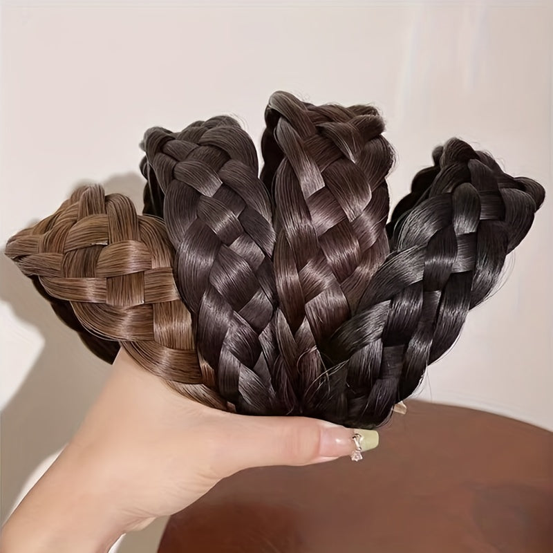 Fluffy Headband Hair Accessory with Braid Twist and 4cm Width for Women