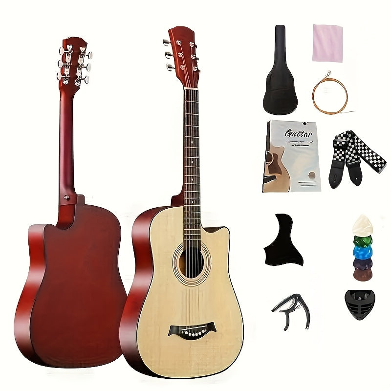 Acoustic Guitar Starter Kit with Basswood Guitar Accessories and Teaching Materials