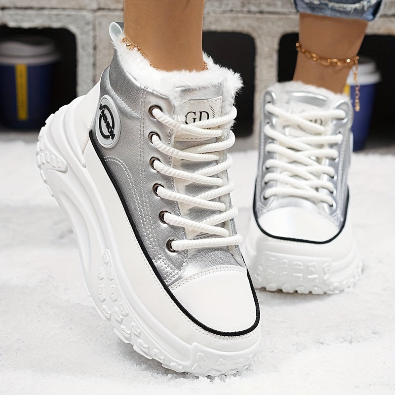 Women's Fleece-Lined Thick-Soled Ankle Boots and Running Shoes Warm Winter