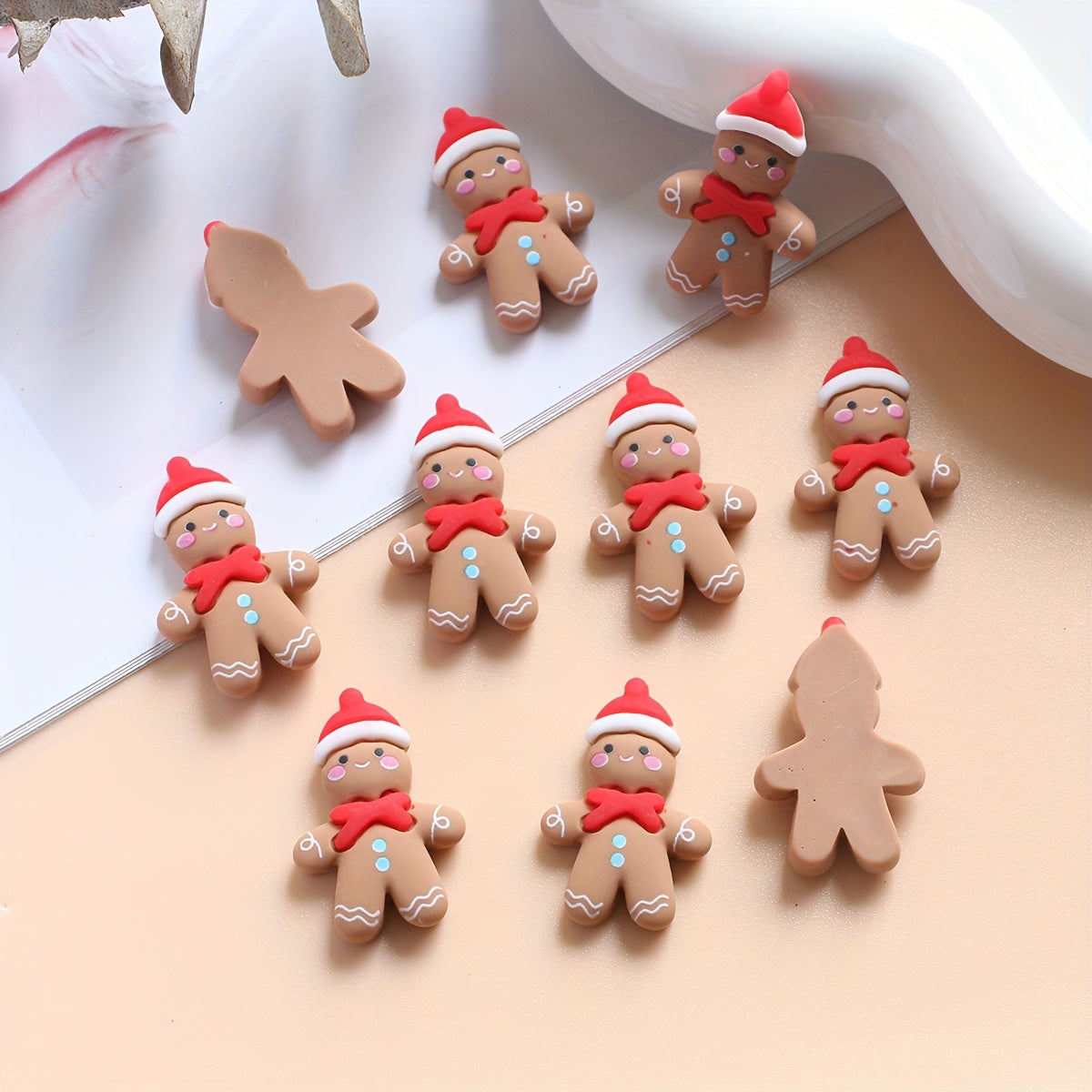 Set of 10 Christmas Gingerbread Ornaments for DIY Crafts and Decoration