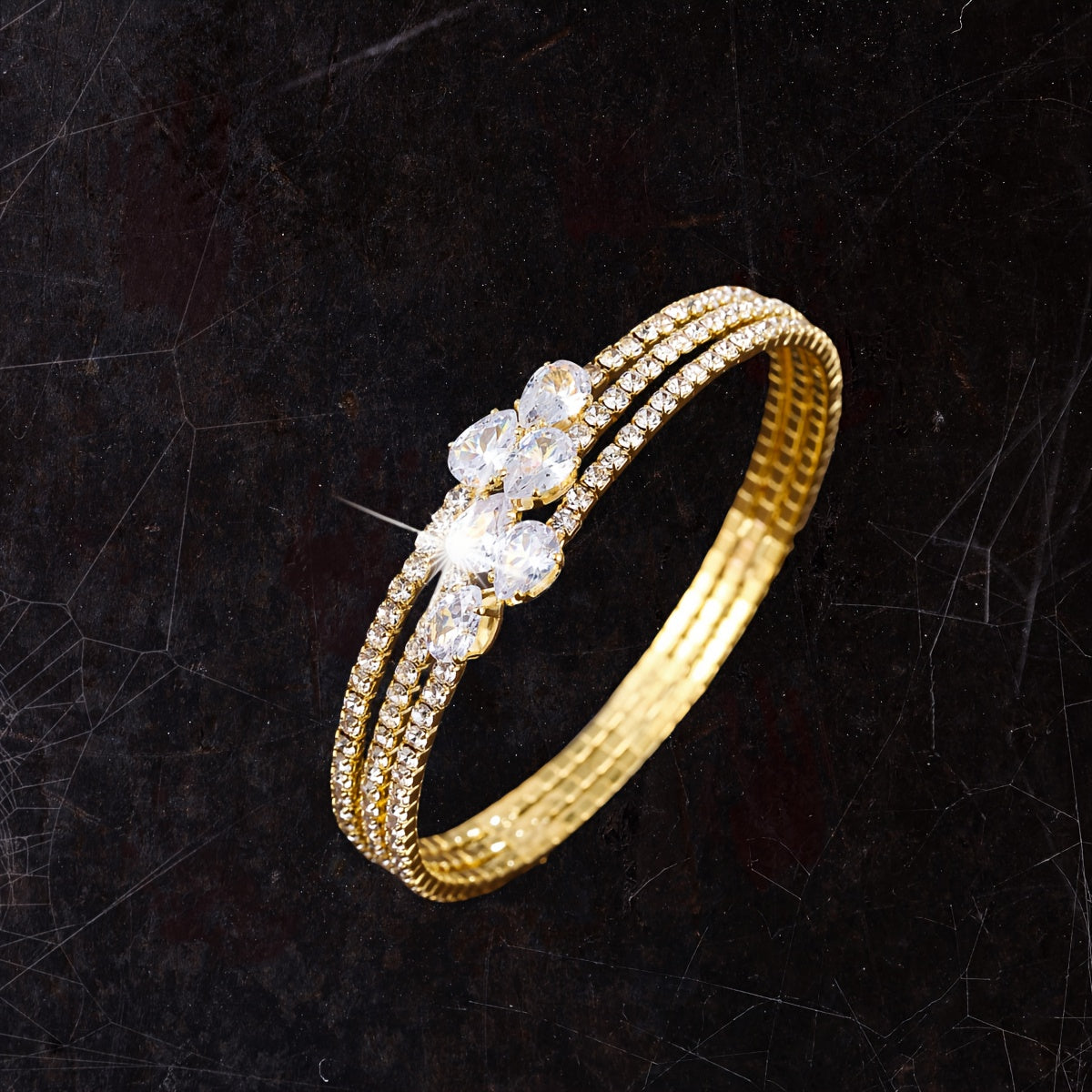 Women's Multi-Layer Water Droplet Bracelet with Synthetic Zirconia