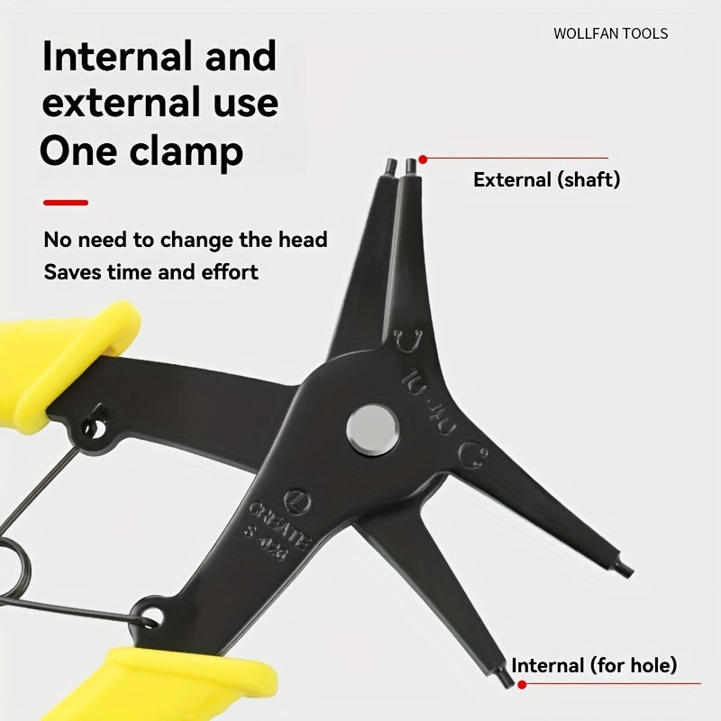 2-In-1 Snap Ring Pliers Metal Tool for Indoor Outdoor Use