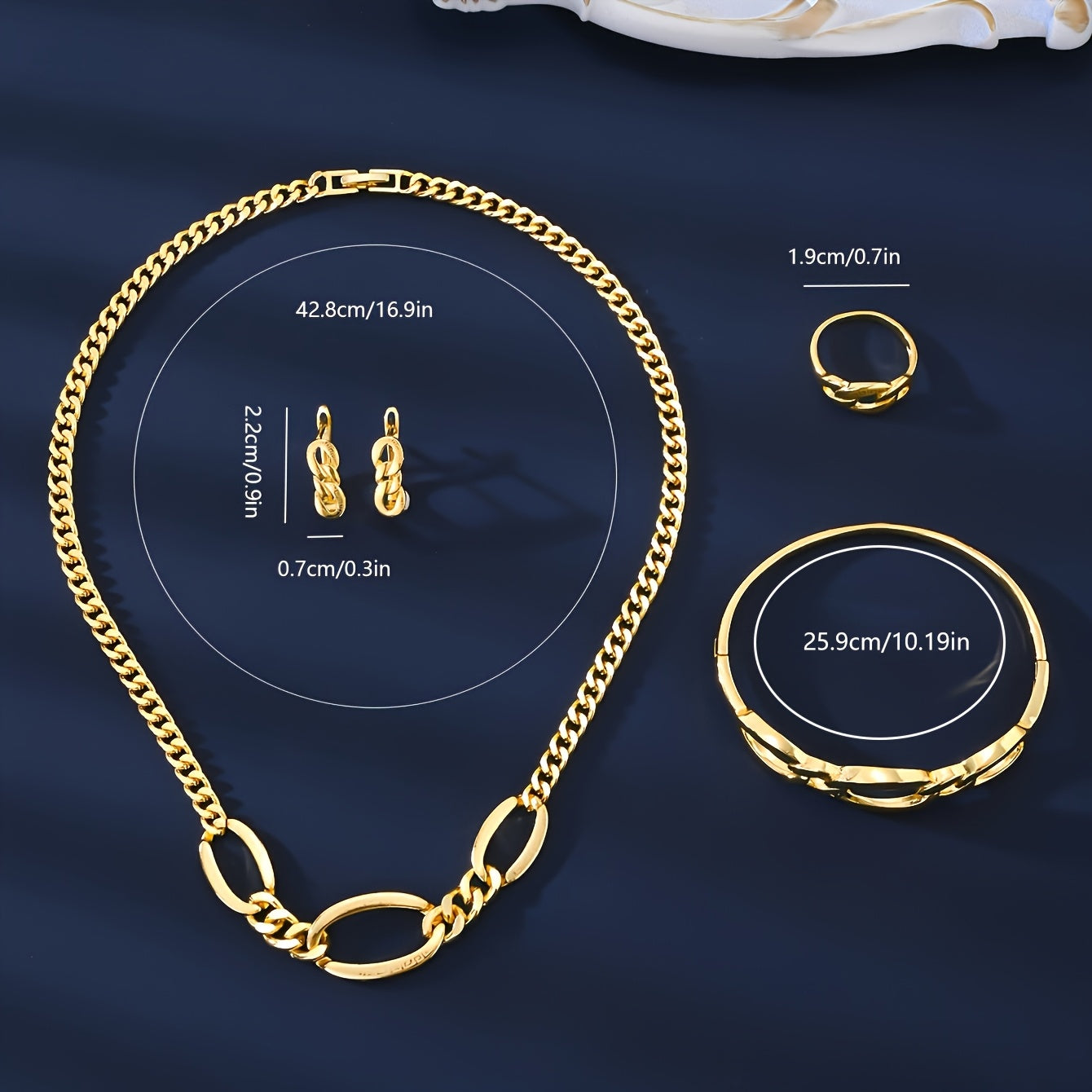 Красивый комплект винтажных украшений MEIZ из 18K позолоты - включает в себя медную цепочку-ожерелье, браслет, серьги и кольцо для женщин - идеально подходит для повседневной носки или особых случаев, отличный подарок на День святого Валентина.