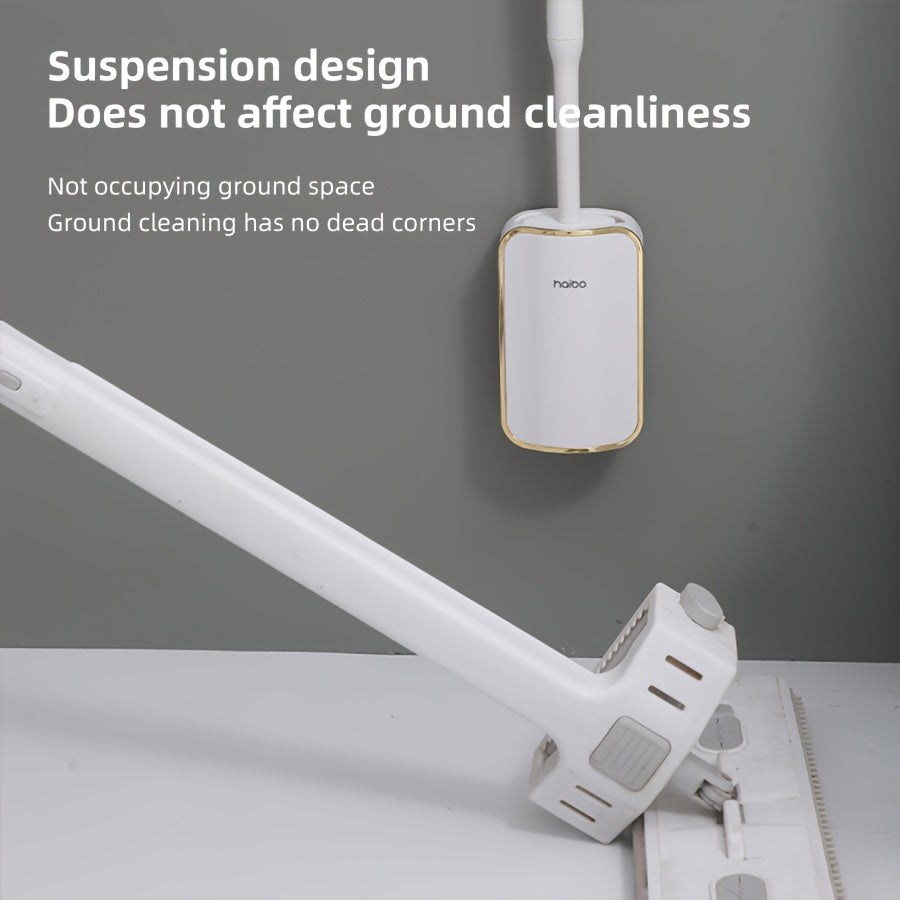 Элегантный настенный набор для чистки туалета с удлиненной ручкой - силиконовые щетинки, легкая уборка для ванной, полный набор щетки для туалета и держателя