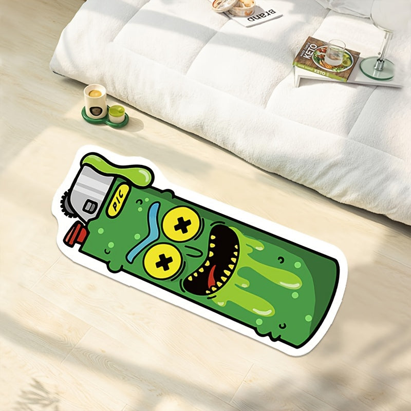 Cartoon Rug Sour Gherkin Green Non-Slip Water Resistant Floor Mat for Living Room Bedroom Kitchen