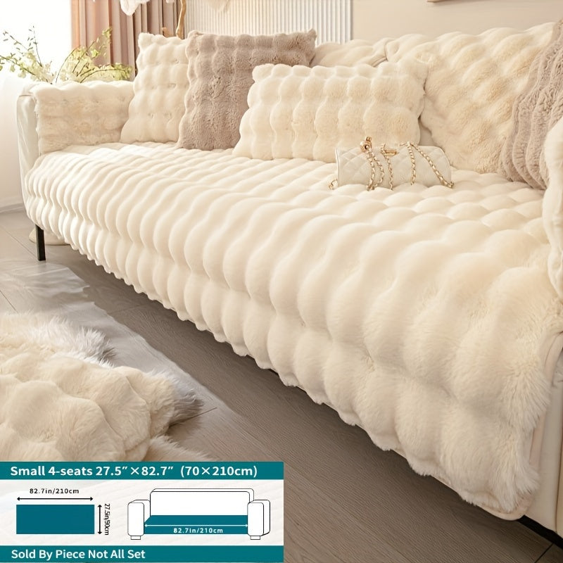 Winter Plush Sofa Cover Anti-Slip Dustproof Slipcover for Couch Living Room Bedroom