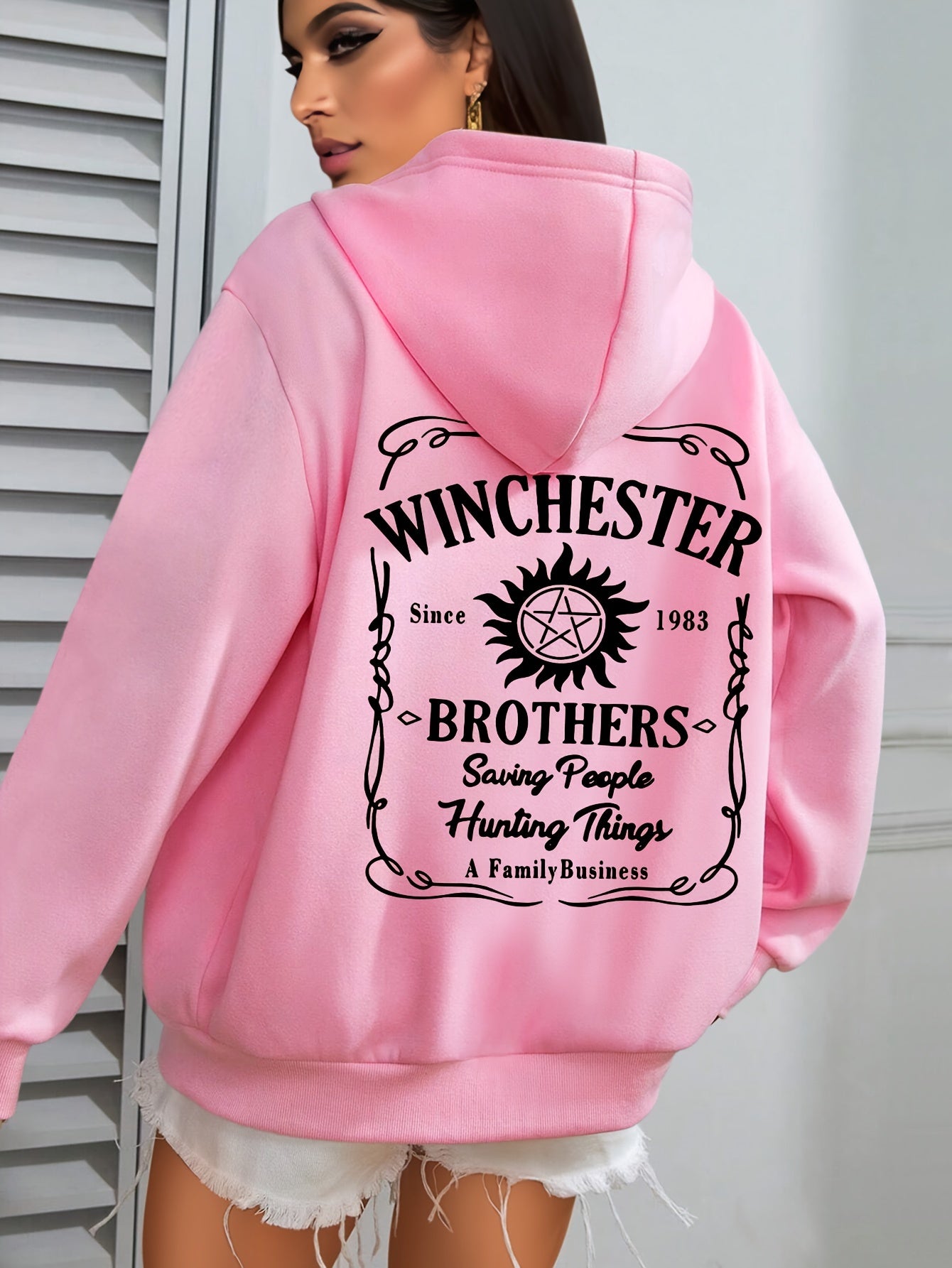 Plus Size Green Hoodie Casual Pullover with Star Floral Design