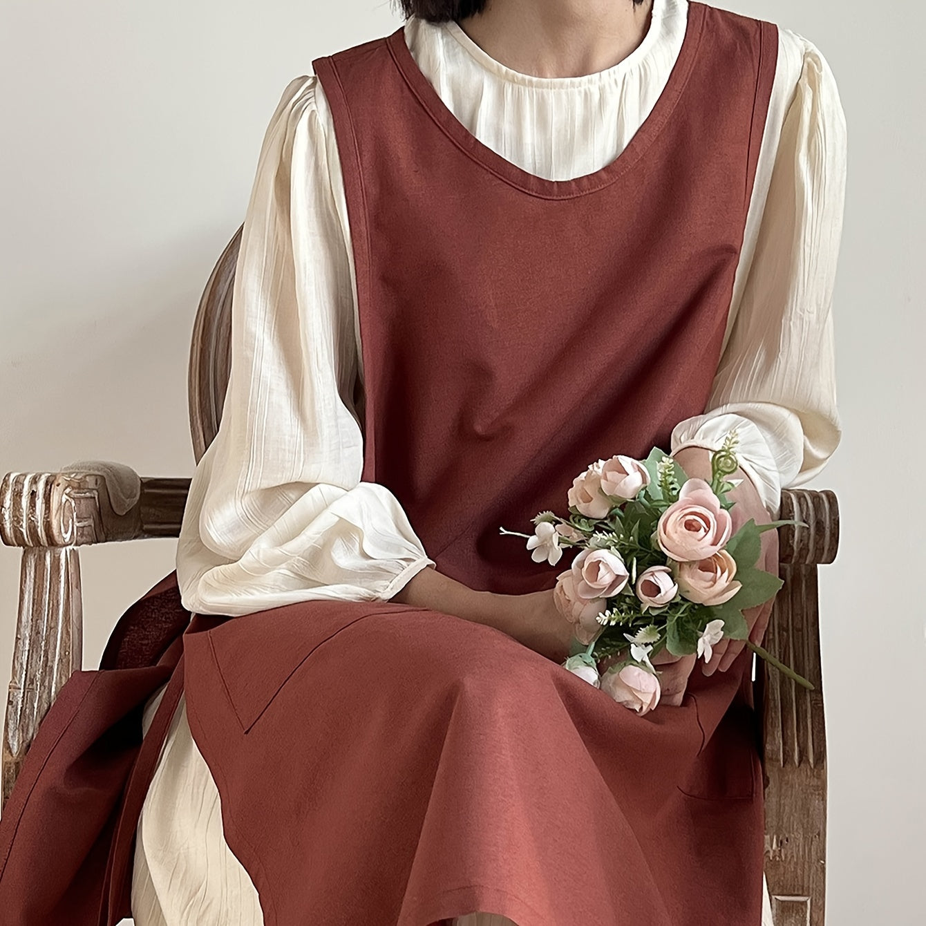 Korean-Style Woven Apron Solid Color for Home Use