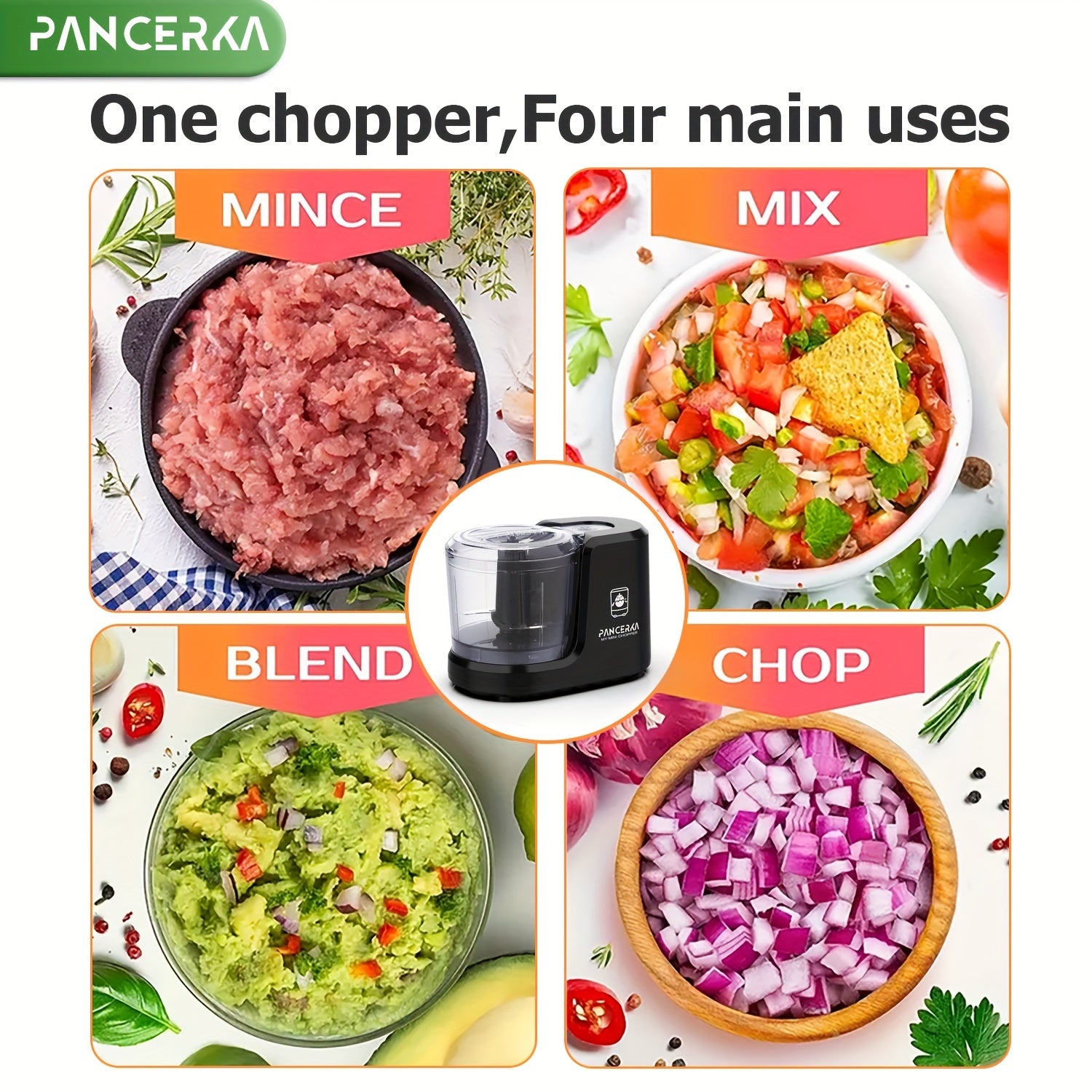 Electric Vegetable Chopper Food Processor 3 Cup 20000 RPM Black EU Plug