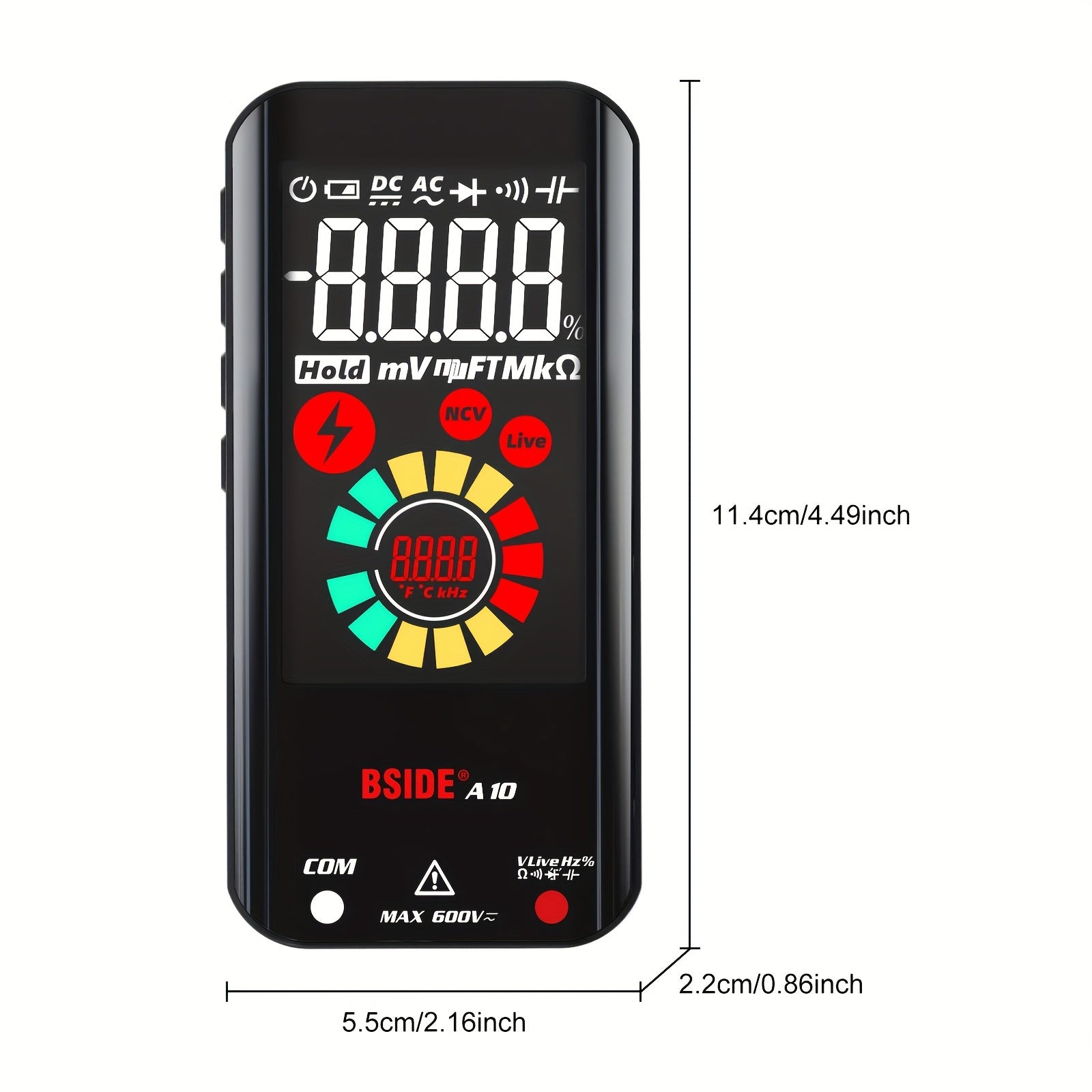 Digital Multimeter with Color LCD Display Auto-Ranging 6000 Counts Rechargeable Battery