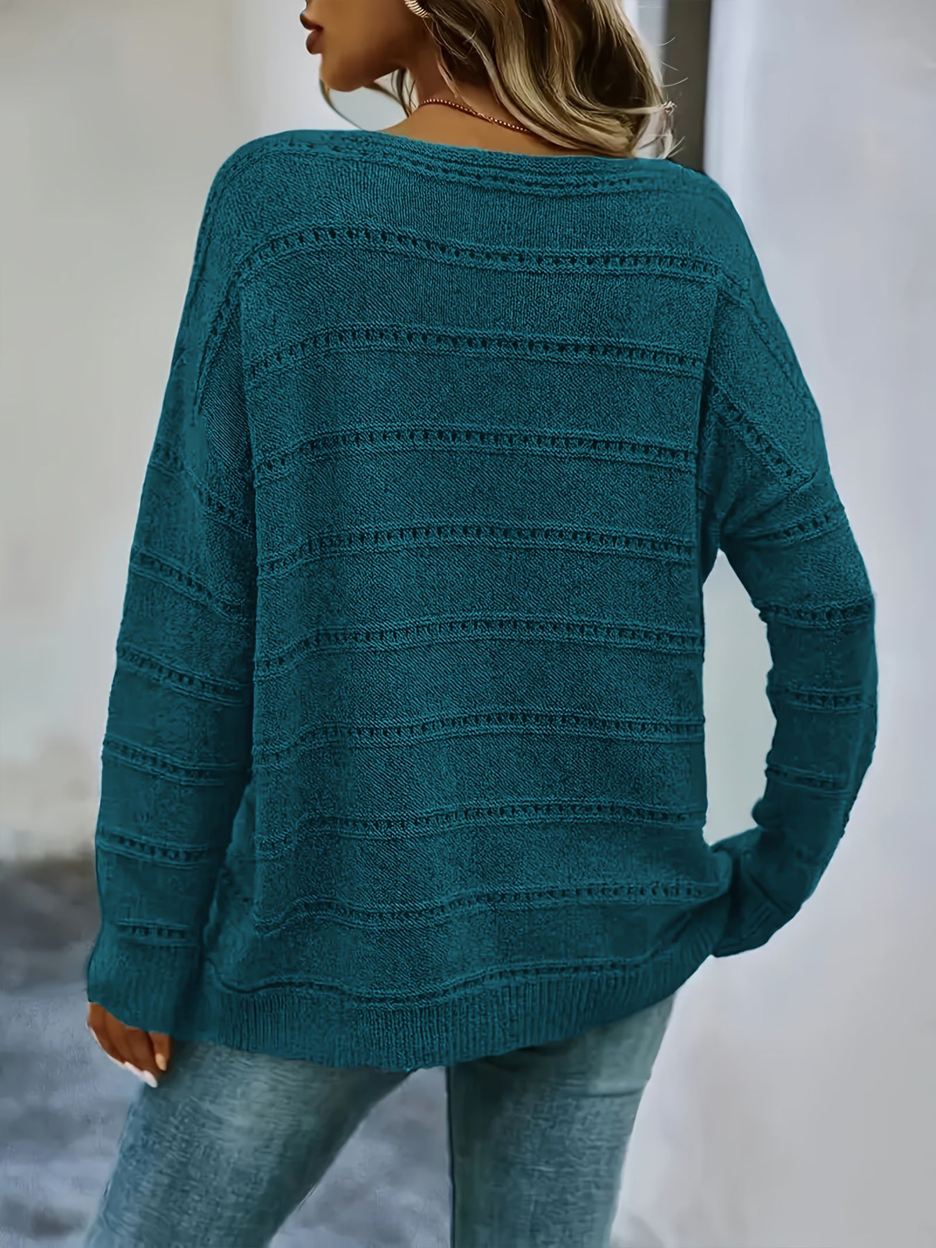 Women's Oversized Solid Color Sweaters Crew Neck Long Sleeve Plus Size Autumn Winter