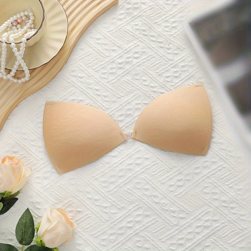 Invisible Push-Up Bra with Front Buckle Silicone Anti-Slip Stickers and Transparent Shoulder Straps