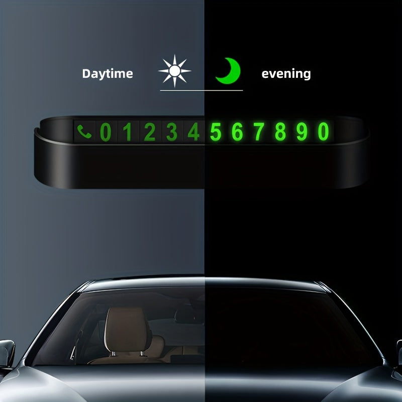 Durable PP Material Luminous Car Dashboard Phone Number Plate Universal Fit