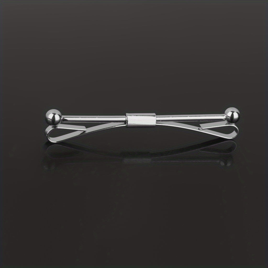 Men's Silver Tie Clip Bar Brooch for Formal Business or Anniversary Party