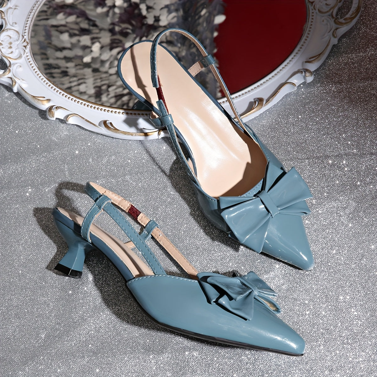 Women's Pointed Toe Mary Jane Shoes Synthetic Upper Bow Ankle Strap Summer