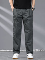 Мужские хлопковые шорты-карго свободного кроя однотонные с шнурком для повседневной носки на улице