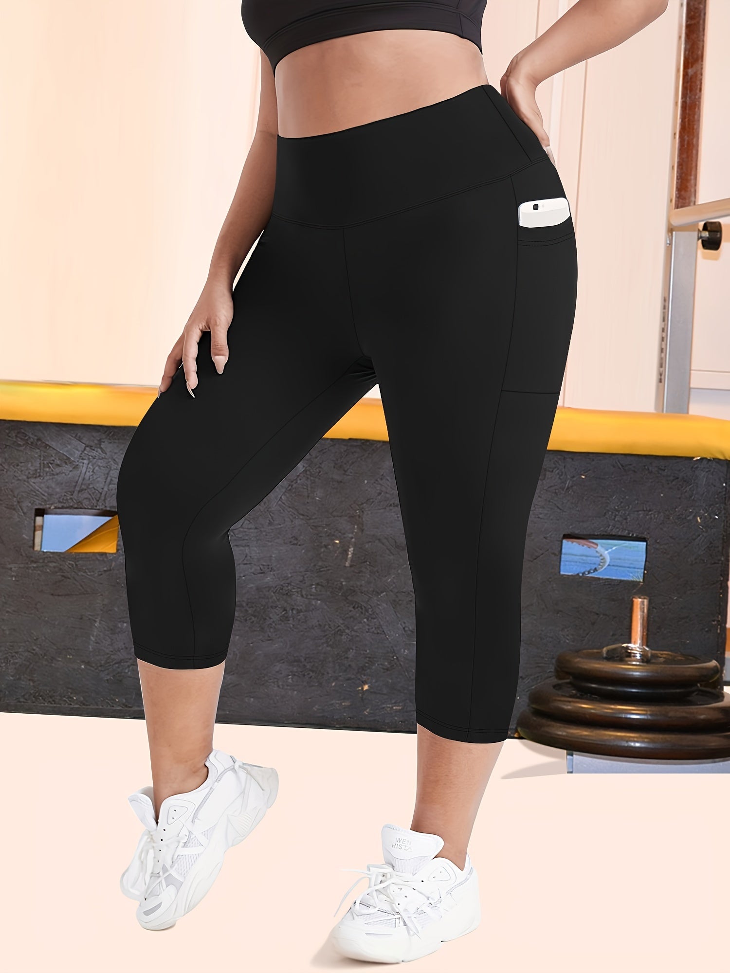 Plus Size High-Waisted Leopard Print Capri Pants Stretchy Casual Skinny Jeans