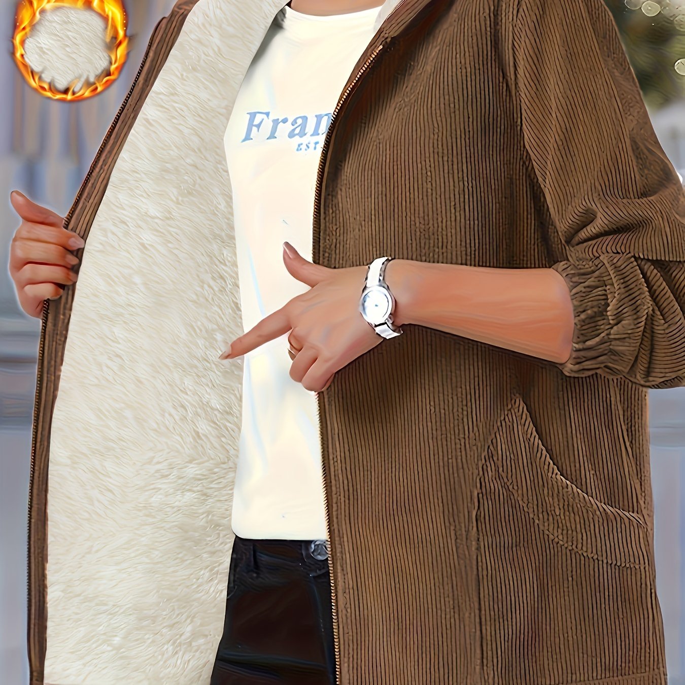 Kattalar uchun katta o'lchamli polyester kaput, cho'ntaklar bilan, kuz va qish uchun