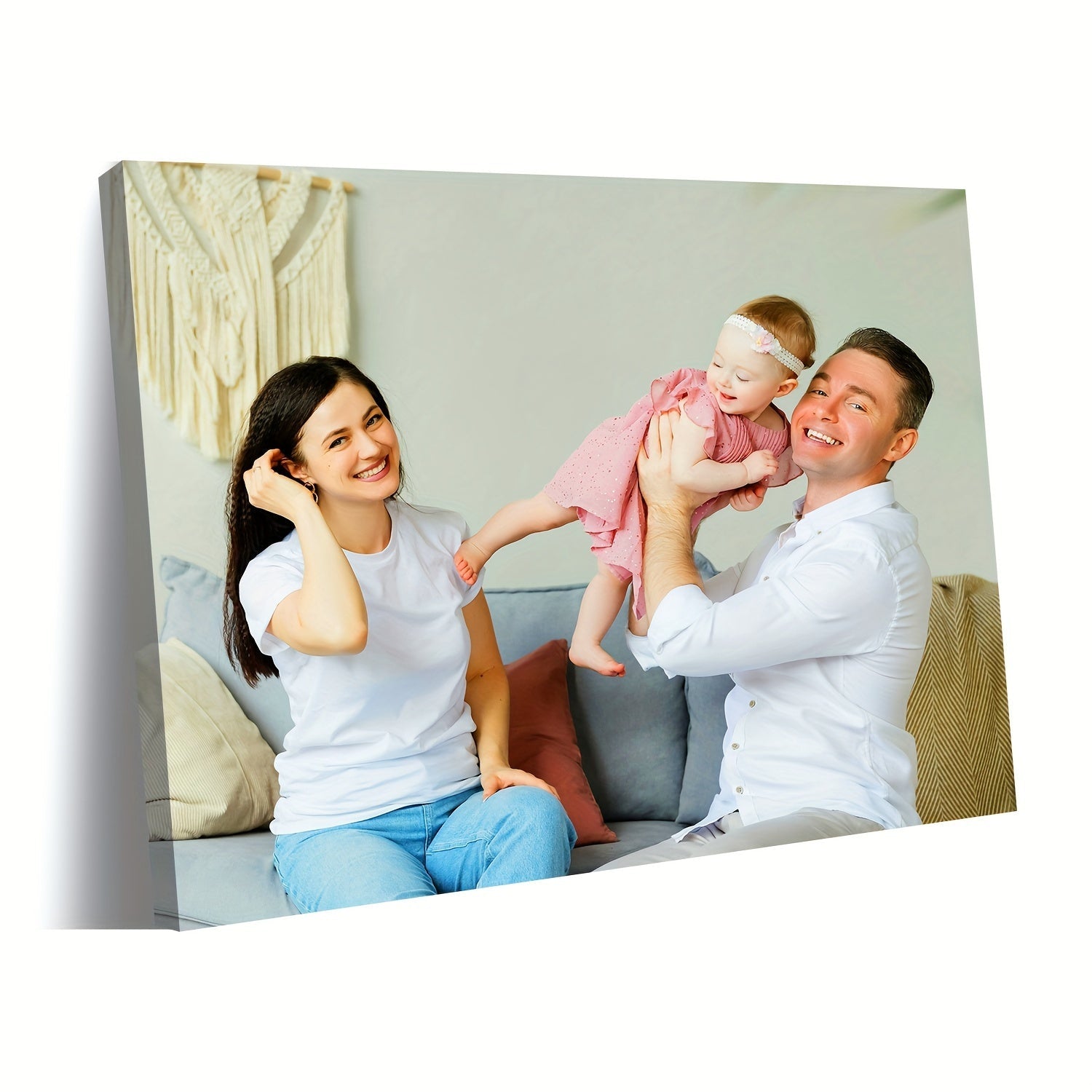 Personalized Wooden Framed Canvas Print for Family Photos Wall Art for Living Room Bedroom Bathroom