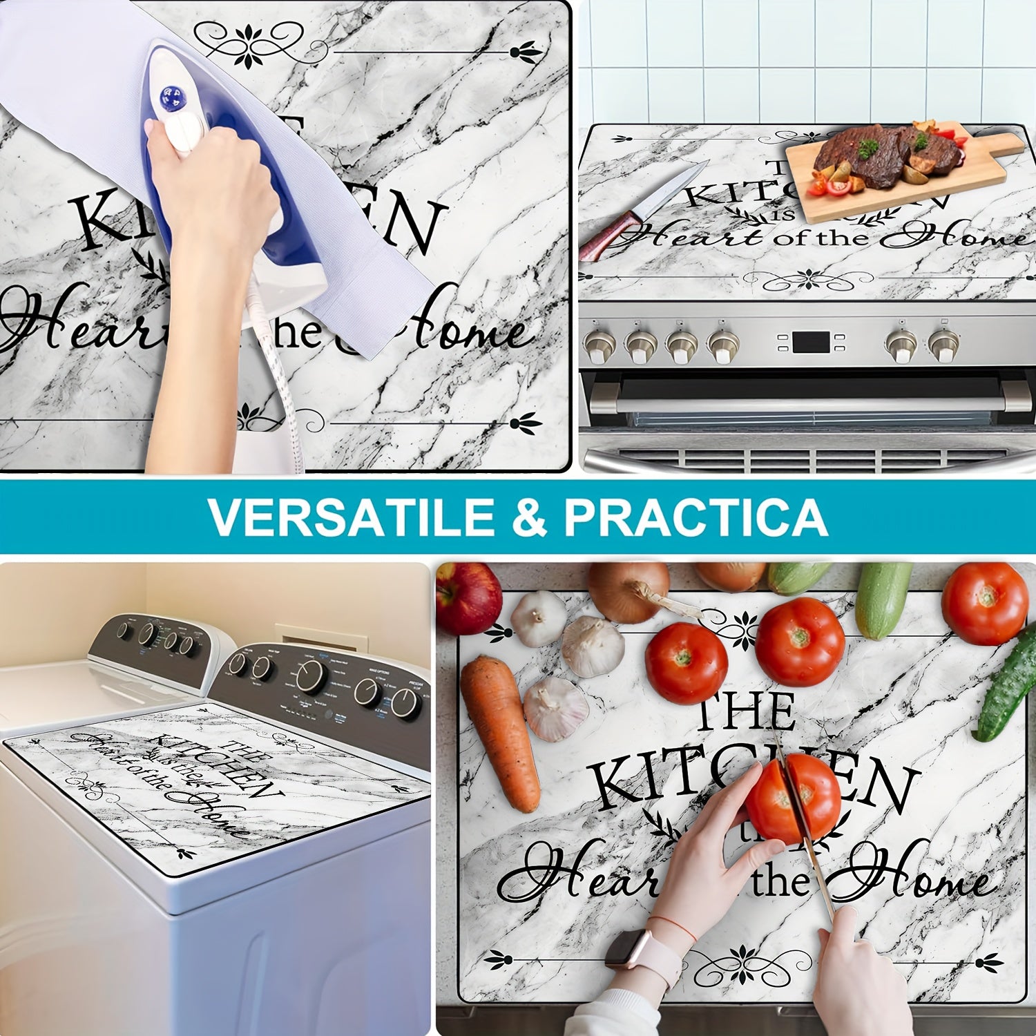 Oq marmar pechka usti qopqog'i 28.5x20.5 dyuym, issiqlikka chidamli, chizishga qarshi, sirpanishga qarshi himoya